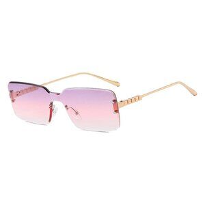 New Women's Pink Fashion Rimless Rectangle Sunglasses Eyewear Shades